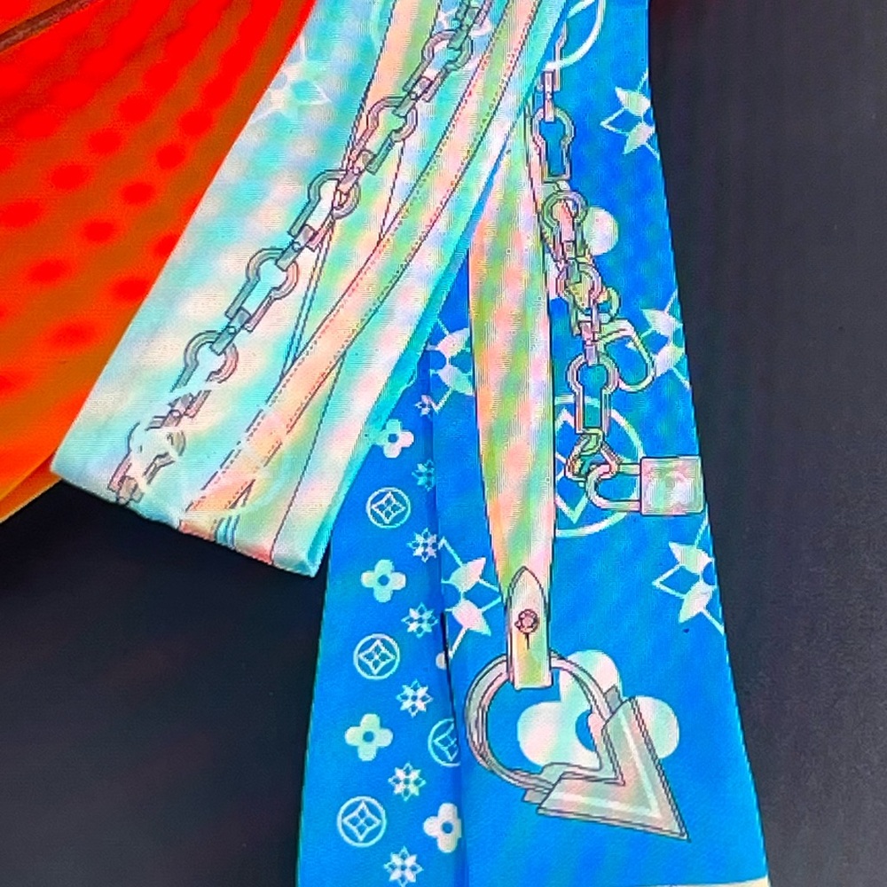 Blue and Orange Patterned Scarf